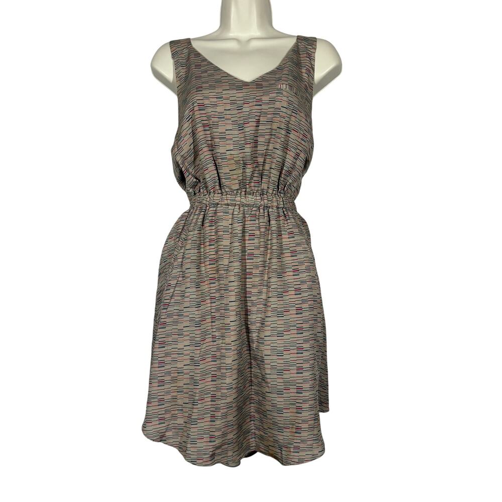 BCBGeneration Mid Mod Print Halter Dress Open Back Sleeveless Casual - M